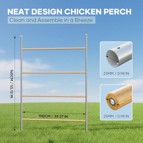 Chicken Roosting Perch for Chickens in Coop,Chickens Roosting Ladder Cock Coop Toys, Suitable for Chicken Run,Backyard Poultry, Farm Roost Toys for Hen Easy Installation 56" L x 40" W