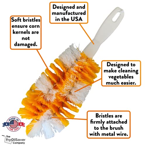 FryOilSaver Corn Silk Remover Brush - Food-Grade, Made in USA | Desilking Brush for Corn, Quick & Easy Cleaning in Seconds, Removes Dirt & Silk, Coconut Fiber Bristles by FryOilSaver B239C