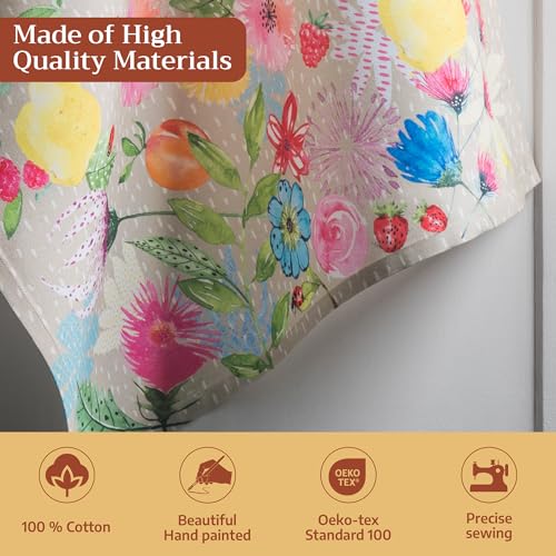 Maison d' Hermine Kitchen Towels Set of 3 Reusable 100% Cotton 27.50" x 20" | Cloth Tea Dish Towels Absorbent with Hanging Loop for Kitchen Dining Wedding Hotel Home Spring Summer - Jardin D'Ete - Fog - color: 047 - Jardin D'ete - Fog