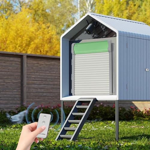 Solar Powered Automatic Chicken Coop Door with Remote Controller, Aluminum Waterproof Auto Chicken Door Opener for Outdoor Hen Poultry House