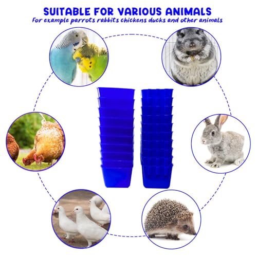 20 Pcs Chicken Coop Feeder Water Cup,16 oz Cage Cups Chicken Feeder Waterer, Cage Cups Birds Hanging Feeders, Chicken Feeder Water Bowl for Parakeet Poultry Pigeon Bunny Wire Cage (Blue, 16oz) - color: Blue, size: 16oz