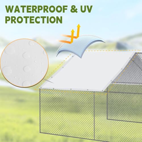 2 Pack Chicken Coop Cover Waterproof, 11.3 * 6.3 FT Chicken Run Cover Coop Tarp, Large Chicken Coop, Duck Coop Tarp Replacement,White (Top Cover Only, Frame Not Included) - size: 11.3x6.3 FT