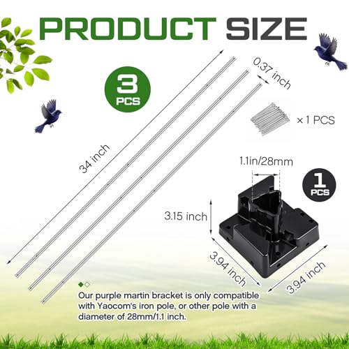Yaocom 1 Set 3 Pcs Hanging Gourd Bracket, Purple Martin Gourds Hangers, Only Compatible with 28mm/1.1in Pole，Round, Aluminum Bracket, Durable and Easy to Install