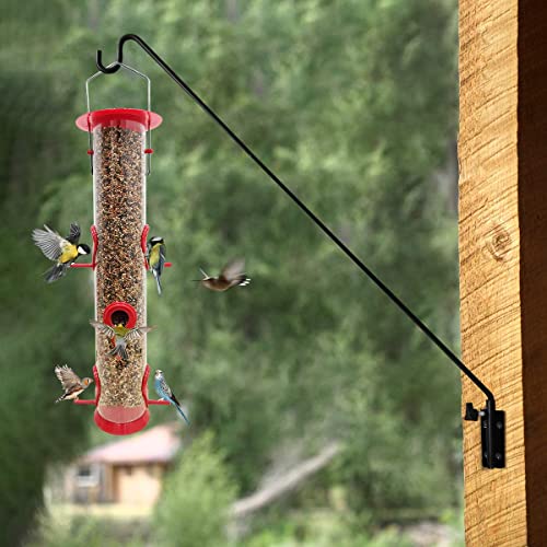 Heavy Duty Extended Reach Wall Mounted Deck Hook Wall Pole,Bracket Direction and Length Adjustable Plant Bracket for Bird Feeders, Planters, Suet Baskets, Lanterns, Wind Chimes,Black - size: 43in Long Wall Mounted Hook-1 Pack