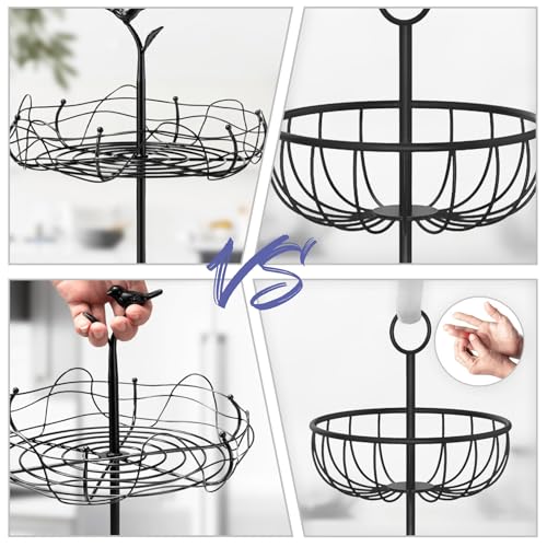 2-Tier Fruit Basket with Bird Nest Design - Charming Bird Handle, Multi-Functional Fruit and Vegetable Organizer for Kitchen Counter and Tabletop, Perfect Blend of Style and Practicality