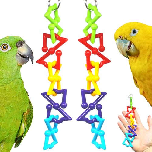 Bonka 3638 Pk2 Z Link Small Bird Toy 8" x 2" Bird Safe Plastic for Parakeet Lovebird Conure Cockatiel Small to Medium Birds and Similar Cage Foot Play Toy