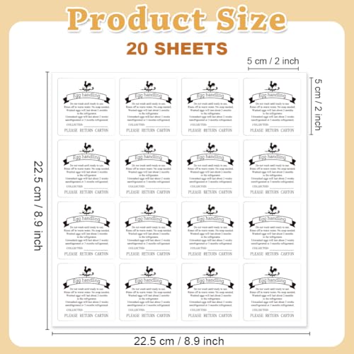 320 Pcs Egg Carton Labels, 2 Inch Square Egg Handling Sticker PET Adhesive Egg Packaging Sticker for Box Container Carton Farm Supplies - color: Collected Date Writable