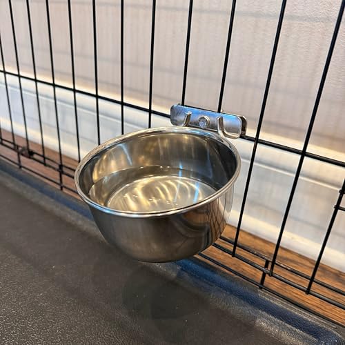SPOT Coop Cup Bolt Clamp - Stainless Steel Hanging Bowl for Crate, Removable Pet Feeding Dish, Easy Installation, Chew-Proof Design, for Small Dogs, Cats, Birds, Reptiles -2.5 Cups (20 Oz) - color: Clamp-On, size: 20 Oz