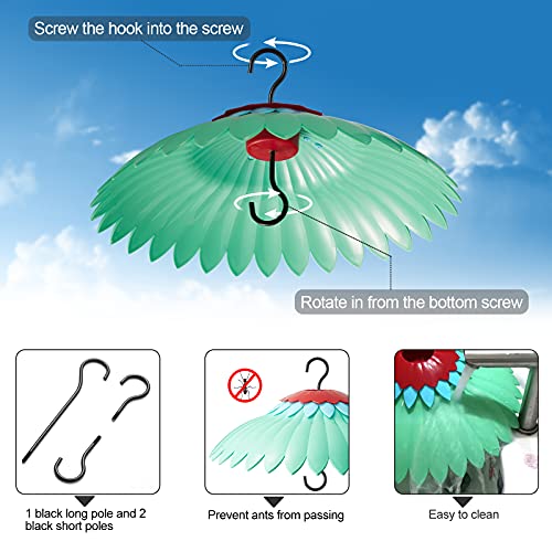 Beserie Squirrel Baffle for Hanging Bird Feeder Rain Cover for Outside Weather Guard Protect Feed from Sun Red Dome Attract Hummingbirds, Moat Proof, Easy to Clean-14inch Green - color: Green 14in