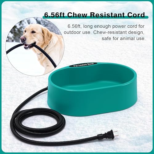 Heated Chicken Waterer, 125OZ Large Capacity Heated Water Bowl for Chickens Coop Dogs Cats Duck Rabbit, Outdoor Freeze Proof Poultry Waterer in Winter with Thermostatic Control