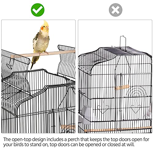 Yaheetech 41-inch Open Top Medium Bird Cages for Parakeets Finches Canaries Lovebirds Small Quaker Parrots Cockatiels Budgie Green Cheek Conure Travel Pet Flight Birdcage - color: Black