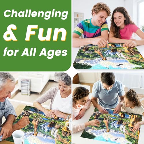 1000 Pieces Puzzles for Adults,Animal World Jigsaw Puzzles 1000 Pieces | Lions Elephants Giraffe Animals Puzzles Games Unique Cool Puzzles Family Activity Great Gift for Family Friends 28x20 in - style: Animals