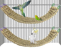2Pcs Bird Seagrass Mat 30 × 7" Natural Grass Woven Net Hammock with Hooks Climbing Rope Ladder Chew Toys Hanging on Parrot Cage for Lovebird Pigeon Cockatiel Conure Budgie Cockatoo - size: 2Pcs 29.5" × 7"