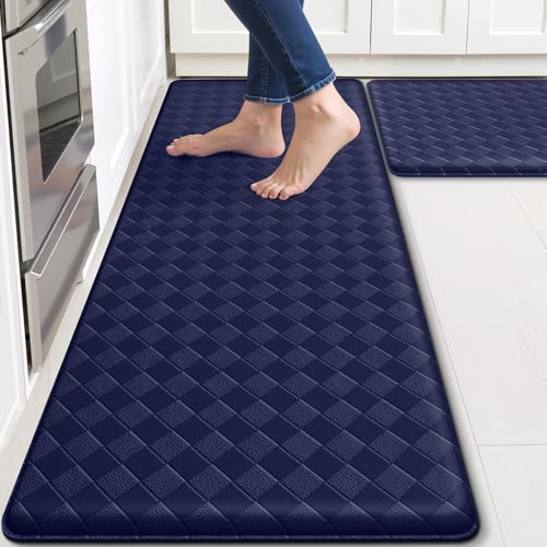 TranquilRelax 2-Piece Kitchen Mats, Cushioned Non-Slip Floor Mats, Blue | Kitchen mats for floor, water-resistant anti fatigue mats for kitchen floor,laundry & entryway, 17.3 x 30 and 17.3 x 47 in - color: Blue, size: 2-Piece | 30"+47" | Standard