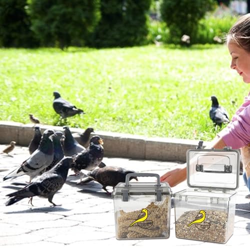 Bird Seed Storage Container 2 Pack Clear Bird Seed Container10Ib Indestructible Bird Seed Container Bird Seed Holder with Handle|for Wild Bird Seed Hermetically Or Mealworms Storage Outdoor Feeding