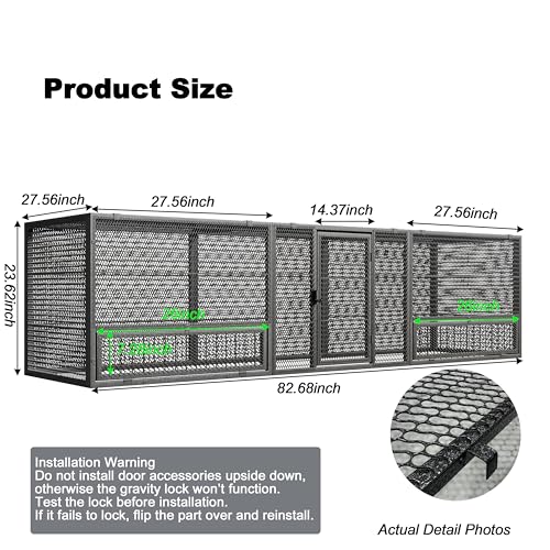 83 Inch Heavy Duty Metal Chicken Coop, Large Portable Chicken Cage with Lockable Feeding Doors and Top Access, Outdoor Rabbit Hutch for Chickens Ducks Geese Bunnies - size: 83.0"L x 27.6"W x 24.0"H