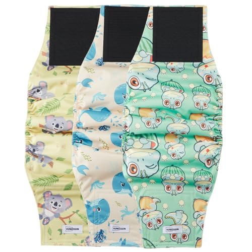 Washable Male Dog Diapers Reusable, Premium Belly Bands for Male Dogs, Pack of 3, High Absorbing Extra Small Male Dog Pee Wraps for Doggie in Incontinence or Excitable Urination and Training(XS) - size: X-Small