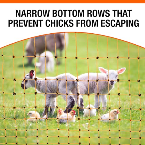 Pet & Livestock HQ Electric Fence Poultry Netting 41" x 164' - Portable Pre-Assembled Electric Net Fencing for Goats, Sheep, Lambs in Farms, Ranches, and Gardens (19 Posts, 2 Spikes) - size: 41" x 164'
