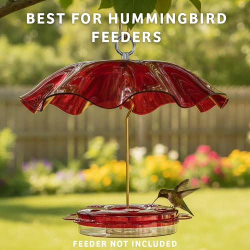 Birds Choice Weatherguard Bird Feeder Dome | 13in Rain Cover | Red | Polycarbonate Cover for Hanging Feeders, Helps Keep Nectar and Seed Dry, Color Suited to Hummingbird Feeders - color: Red