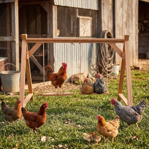 Garvee Chicken Roosting Bars for Coop Accessories, Chicken Perches with Swing for 6-8 Chickens, Wooden Chickens Perch for Pet's Healthy & Happy, Easy to Assemble & Clean