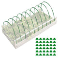 50 Pack Garden Hoops for Raised Beds, 10 Sets Fiberglass with PVC | Durable, Rust-proof, DIY greenhouse tunnel, For row cover, Bird netting, Plant frost protection, Extends growing season - color: Green-50P