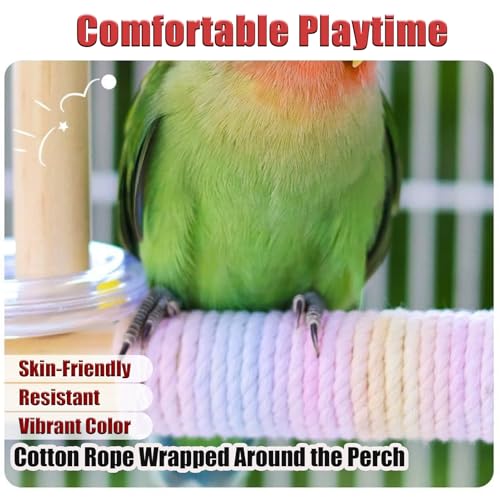 Bird Swing for Cage,Rust Sound Interactive Hanging Bird Toy Perch,Wooden Exercise Cockatiel Toys,Bird Cage Accessories Perch,Parrot Perch Stand for Conure,Budgie,Cockatiel,Lovebird,Canary,Finch - color: Perch