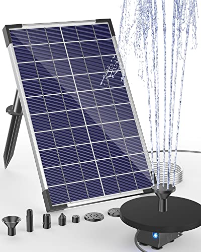 Biling 6.5W Solar Water Pump 5 Spray Patterns for Bird Bath Small Pond | Solar Fountain with Longevity Solar Panel, Dry-Run Protection, 5ft Tubing for Outdoor Garden Pond, Pool - size: 6.5W
