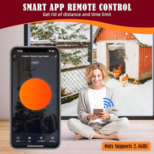 Chicken Coop Heater for Winter with Remote APP Control, 30''x12'' Large Foldable Chicken Heaters Warmer Inside Coop with Adjustable Timer Temp, 180W Safe Flat Panel Radiant Heater for Chickens Coops - color: Black 2G-APP