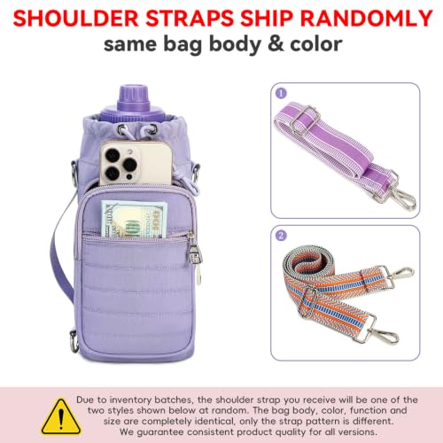 Water Bottle Carrier bag with Strap Phone Pocket for Walking, Hiking, Cycling - color: 4-Purple, size: 32oz-40oz