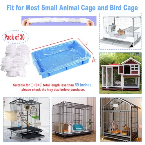30 Pcs Large Rabbit Cage Liner Disposable Bunny Cage Liner Bag 34'' X 22''- Clear Elastic Pet Toilet Film Small Animal Tray Covers for Bunnies Ferrets Chinchillas Birds - Leak Proof & No Mess