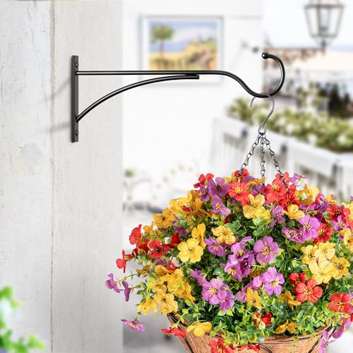 saffruff 11 Inch Heavy-Duty Metal Plant Hanger Hooks, Outdoor, Matte Black | 30 lb capacity | For bird feeders, flower baskets, wind chimes, lanterns| Black | outdoor | Wall-mounted | Heavy Duty - size: 11 in, 1 pk