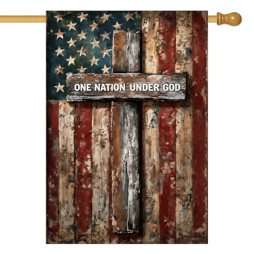 Patriotic American House Flag One Nation Under God Christian Garden Flags for Outside 28 x 40 Double Sided Large 250 Anniversary USA 4th of July Independence Memorial Day Decor - color: july-nation