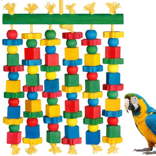 Parrot Toy Bird Toys Natural Wood Bird Chewing Toys for Macaws, African Grey, Cockatoos, Amazon Parrots, Conures, Lovebirds, Budgies, Parakeets - size: Medium