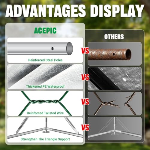 ACEPIC 10x6.5x6.5ft Metal Chicken Coop with Roosting Perch & Security Lock | Walk-in Poultry Cage with Waterproof & UV Resistant PE Top, Predator-Proof Hen Run - size: 118.11"L x 78.74"W x 78.74"H