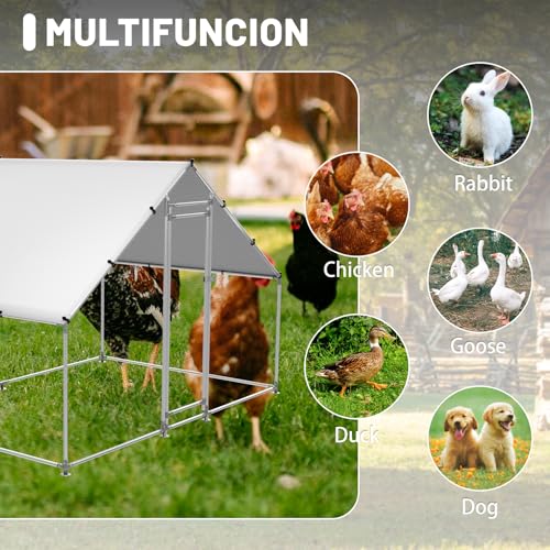 HEYTOWN Large Metal Chicken Coop Chicken Pen Walk-in Poultry Cage with Water-Resident and Anti-UV Cover Chicken Runs for Yard with Cover Duck Rabbit Dog House Outdoor - size: 78.0"L x 117.6"W x 78.0"H