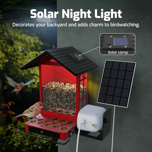 Smart Bird Feeder with Camera, 2.5K Ultra-HD Bird Camera | Free AI Identify Bird Species, Live Stream, Solar Powered Bird Feeder, 2.4L Large Capacity, Gift for Men Women Bird Lovers - color: White Camera