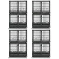 Homey Pet Taller 43" Two Tiers Dog Crate Cage Kennel with Divider, 4 Pack | Commercial Modular Dog Kennel with Dual Front Doors, Divider, Auto Locks, Removable Tray, Bowls for Small and Medium Dogs - size: 43"L - 2 Tiers - 4 Pack