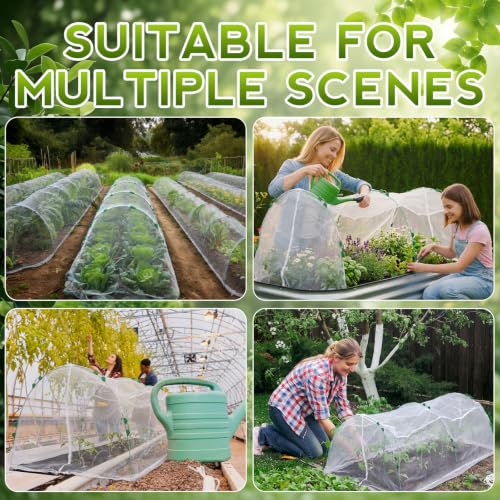 4 Pack Garden Netting Kit for Raised Beds 4x2ft Raised Garden Bed Net with Fiberglass Hoops Drawstring Clips for Plant Mesh Vegetables Fruits Flowers Enclosure Pests Bird Barrier