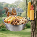 Squirrel Feeder with 8.5" Colander Bowl Tree/Fence Mounted, 2 Corn Cob Spikes for Various Food Backyard, Metal Squirrel Feeders for Outside, Removable Feed Bowl Nice to Clean/Refill,1 Set - size: 1 Stand 1 Bowl