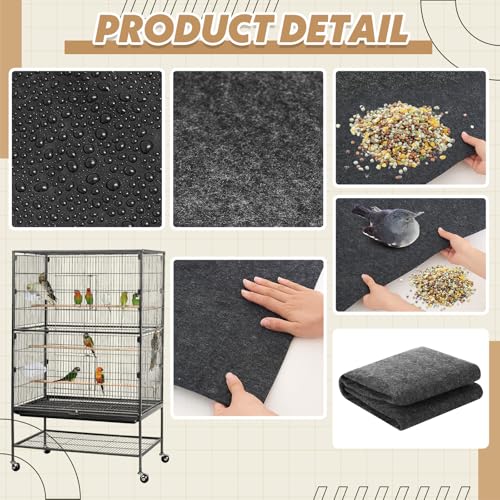 Nuanchu Large Bird Cage Mat, 48 x 36 Inch Under Pet Cage Mat, Absorbent/Waterproof Felt Pad for Bird Cages, Reptile Aquariums, Dog Kennels, with Non-Slip Backing for Hard Floors and Surfaces - size: 48 x 36 Inch