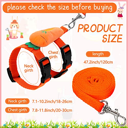 Tondiamo 4 Pcs Adjustable Bunny Harness and Leash Set for Small Pet,Fruit | Cute Vest Harnesses, for Rabbits Ferrets Guinea Pig Kitten Puppy, Small Pet Supply, Adjustable Straps, Fruit Design - color: Fruit