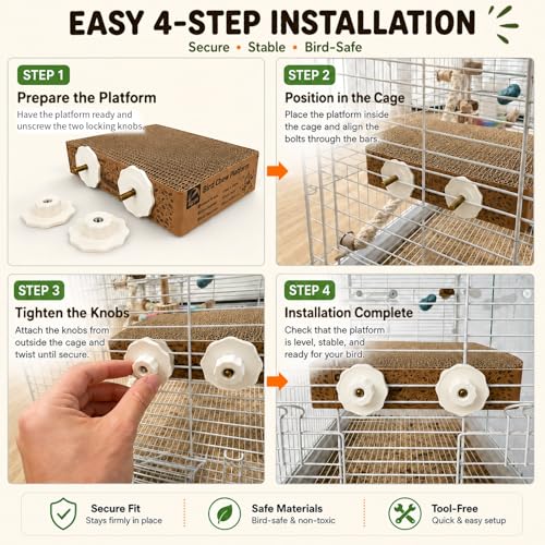 Agape Shreddable Bird Cardboard Platform, Natural Parrot Chew Toy and Perch | Safe Cage Mounted Paper Toy Accessory for Budgies, Lovebirds, Quakers, Cockatiels & Conures, Supports Beak & Foot Health - size: Medium