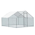 Large Metal Chicken Coop with Run, Walkin Chicken Coop for Yard with Waterproof Cover, Spire Roof Large Poultry Cage for Hen House, Duck Coop and Rabbit Run (10 x 10 x 6.6 ft) - size: 10 x 10 x 6.6 ft
