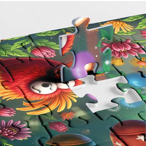 Colorful Birds Garden Puzzles for Adults 1000 Pieces, Flower Nature Jigsaw Puzzles, Cute Scene Art Puzzles - color: Rainbow Bird's Sock Party