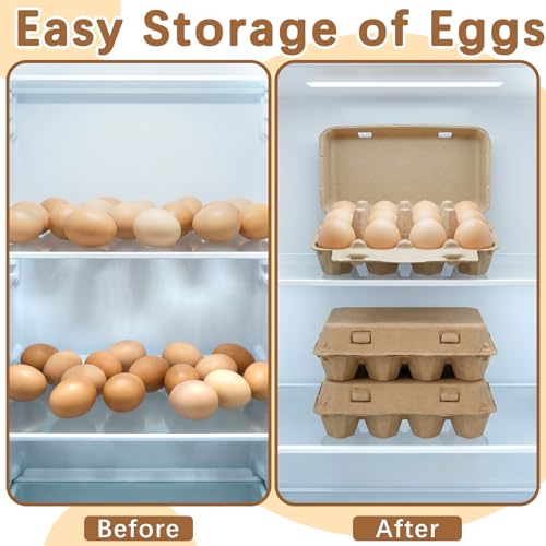 Egg Cartons 12 Count, 50 Pack Cardboard Egg Cartons Cheap Bulk, Reusable Paper Egg Holder for Supermarkets Kitchen - size: 3x4