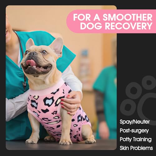 Dog Recovery Suit, Soft Surgical Suit for Dogs Onesie for Surgery | Cone Alternative after Surgery, Abdominal Wound Protector, Anti Lick Suit, Dog Onesie for Surgery Female Male Pink Leopard XS - color: Pink Leopard, size: Xs(back:8.3-11.4in,wt:4-7lbs)