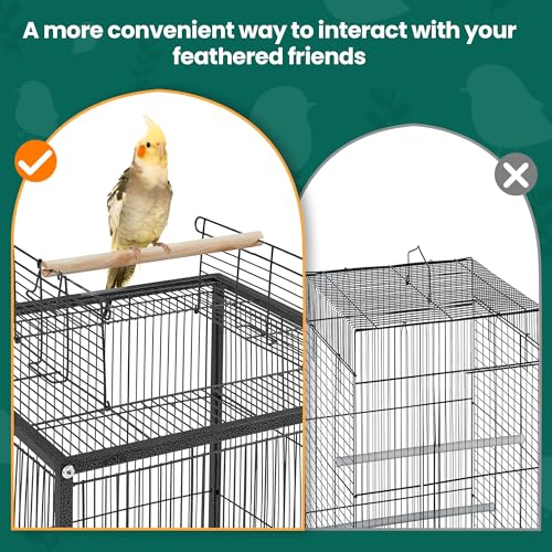 Yaheetech 35 inch Wrought Iron Bird Cage w/Play Open Top and Rolling Stand for Small Birds Like Parrots Conure Lovebird Cockatiel Lovebirds Budgies - size: 35 inch