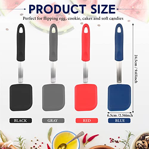 Gejoy 4 Pcs Silicone Cookie Spatula Turner Mini Brownie Spatula Flexible Silicone Spatulas Nonstick Cookware Heat Resistant No Scratch Flipper Baking Utensils for Egg Pancake(Gray, Blue, Black, Red) - color: Gray, Blue, Black, Red