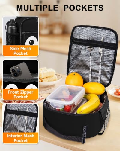 Lunch Box Boys Girls Insulated Lunch Bag for Kids Teen, Funny Penguin | Reusable Lunchbox, Cooler Tote Bag, Water Bottle Holder, Front Pockets, Portable Buckle Handle for School Work Picnic Travel - color: Funny Penguin Face