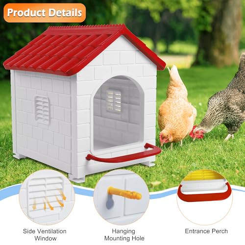 Nesting Boxes for Chicken, Plastic Single Compartment Chicken Nesting Box | for Laying Eggs for Hens, Ducks and Poultry - Red - color: Red